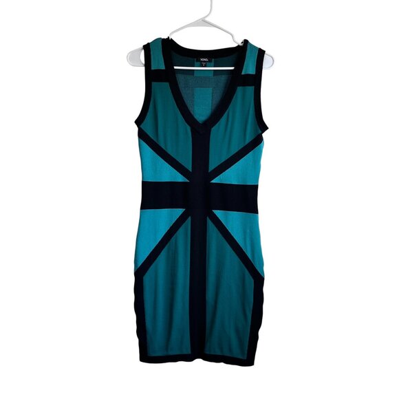 XOXO Dresses & Skirts - XoXo Teal Green and Black V Neck Bodycon Sleeveless Knit Dress Size Large
